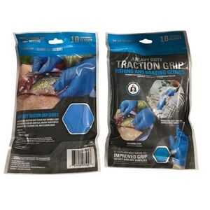 2pack-HeavyDuty Traction Grip Fishing Boating Gloves Disposable 10 Count OneSize